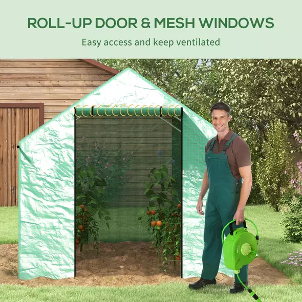 Outsunny Polyethylene Walk-in Polytunnel Greenhouse, 2 x 3(m), Green - 5