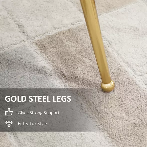 HOMCOM Shell Dining Chairs Set of 2, Upholstered Kitchen Chairs with Gold Metal Legs and Backrest, Velvet Fabric Lounge Leisure Chairs for Living Room, Reception Room, Pink - 4