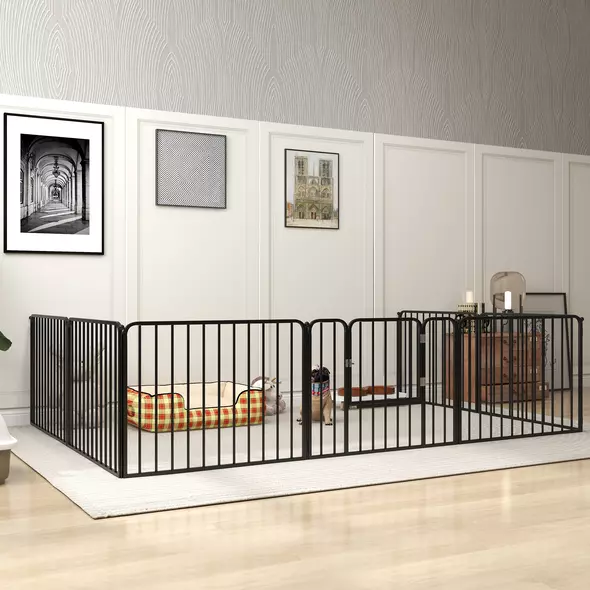 PawHut 60cm 8 Panels Heavy Duty Dog Pen, Pet Playpen for Indoors, Outdoors, Small Dogs - 2