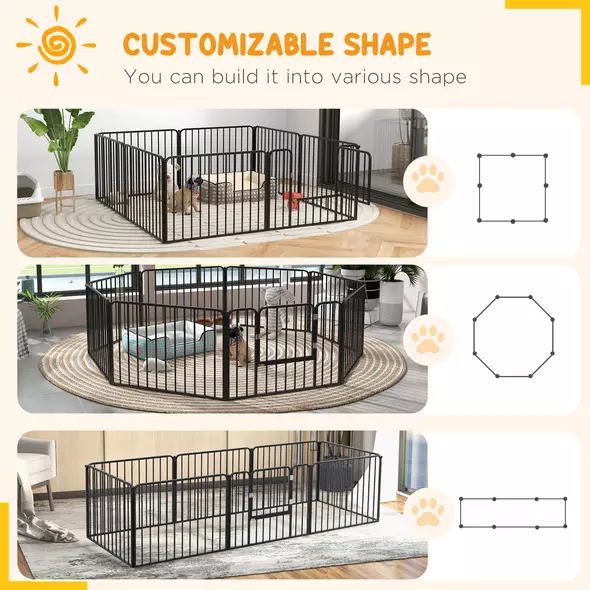 PawHut 60cm 8 Panels Heavy Duty Dog Pen, Pet Playpen for Indoors, Outdoors, Small Dogs - 5