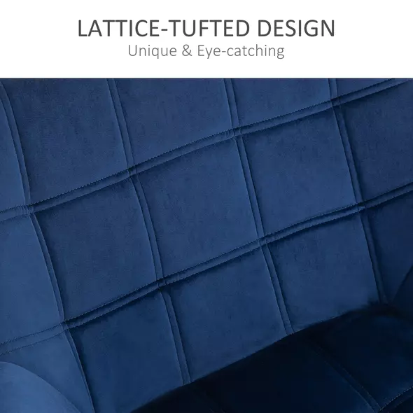 HOMCOM Armchair Accent Chair, Vanity Chair with Wide Arms, Slanted Back, Padding, Metal Frame, Wooden Legs, Home Bedroom Furniture Seating, Set of 2, Blue - 5