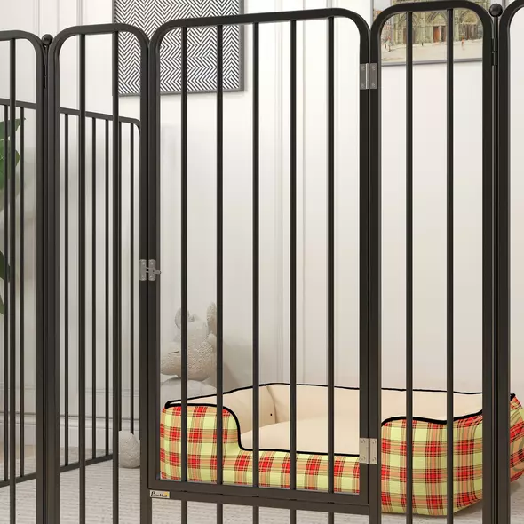 PawHut 100cm 8 Panels Heavy Duty Dog Pen, Pet Playpen for Indoors, Outdoors, Small, Medium, Large Dogs - 9