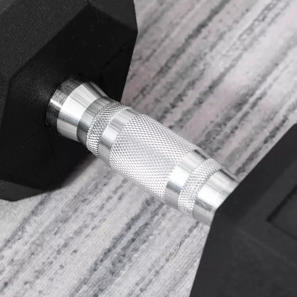 HOMCOM 2x15kg Rubber Hex Dumbbell Portable Hand Weights Dumbbell Home Gym Workout Fitness Hand Dumbbell - 9