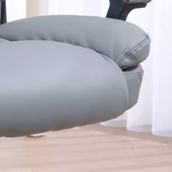 HOMCOM Office Chair, Computer Desk Chair, Mid Back Executive Chair with Adjustable Height and Swivel Rolling Wheels for Home Study, Light Grey - 8