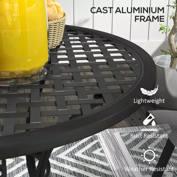 Outsunny Round Aluminium Table, with ⌀50mm Parasol Hole - 5