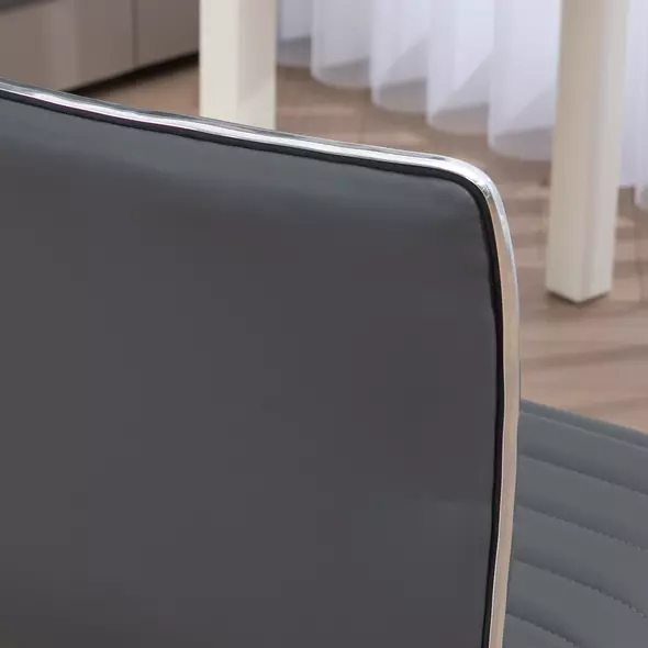 HOMCOM Armless Task Desk Chair, Swivel Office Chair with Faux Leather, Adjustable Seat Height, Chrome Base, Wheels for Home, Dark Grey - 9