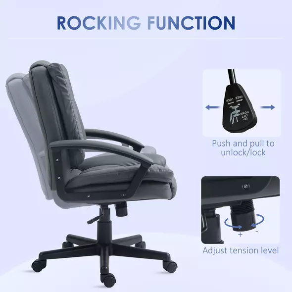 HOMCOM Office Chair, Computer Desk Chair, Mid Back Executive Chair with Adjustable Height and Swivel Rolling Wheels for Home Study, Dark Grey - 5