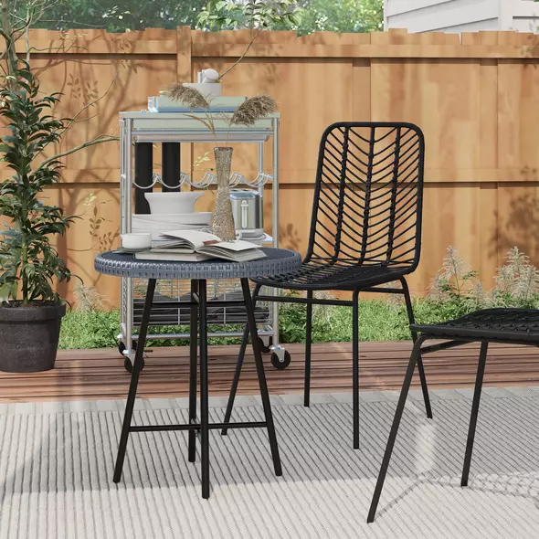 Outsunny Rattan Border Outdoor Side Table - Grey - 2