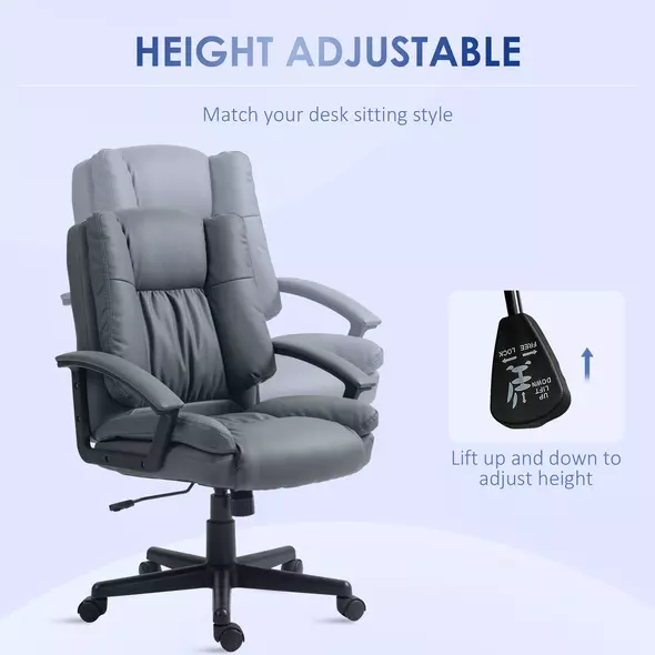 HOMCOM Office Chair, Computer Desk Chair, Mid Back Executive Chair with Adjustable Height and Swivel Rolling Wheels for Home Study, Dark Grey - 4