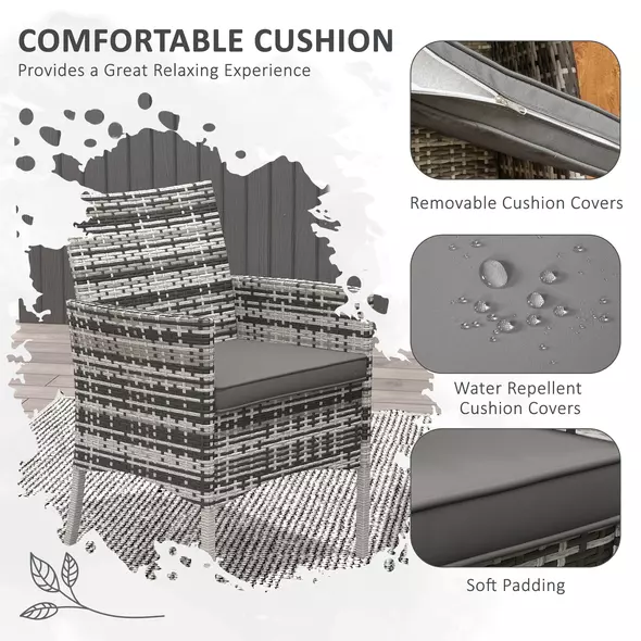 Outsunny Five-Pieces Rattan Dining Set - Mixed Grey - 5