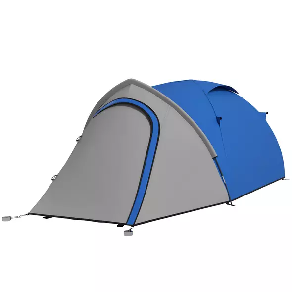 Outsunny Two-Man Dome Tent, with Front Vestibule - Blue/Grey - 1