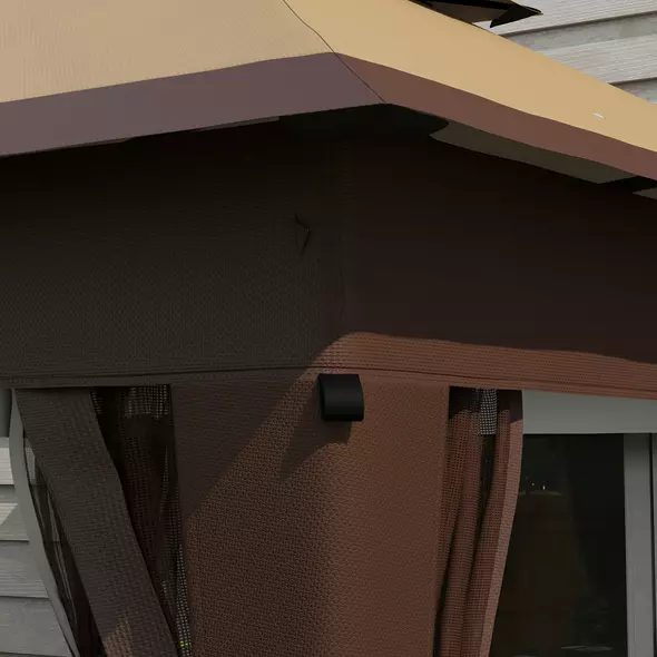 Outsunny 3 x 3(m) Pop Up Gazebo with Mosquito Netting, 1 Person Easy up Marquee Party Tent with 1-Button Push, Double Roof, Carry Bag, Sandbags, Height Adjustable Instant Shelter, Khaki - 9