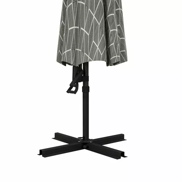 Outsunny 3(m) Convertible Cantilever Parasol and Centre-post Garden Parasol with Cross Base, 360° Rotation Banana Parasol with Crank Handle and 8 Ribs, Hanging Patio Umbrella, Black and White - 8