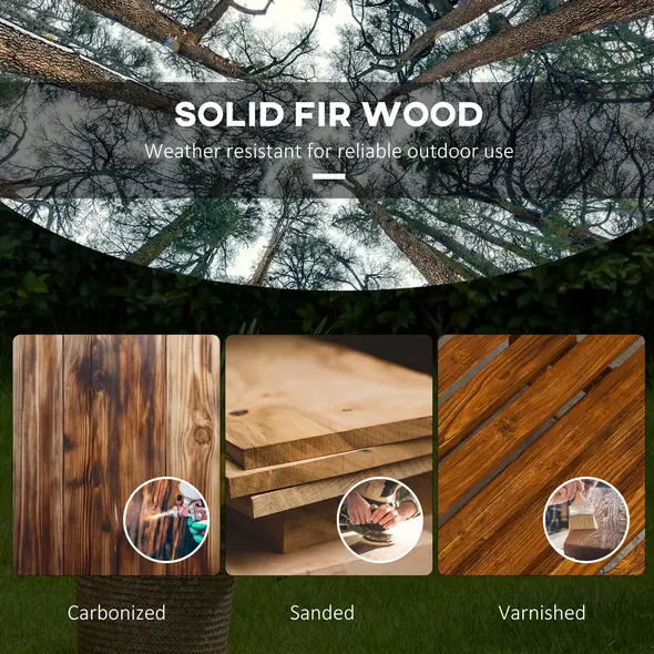 Outsunny Two-Seater Fir Wood Bench, with Bottom Shelf - Natural - 7