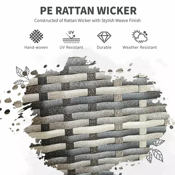 Outsunny Five-Pieces Rattan Dining Set - Mixed Grey - 4