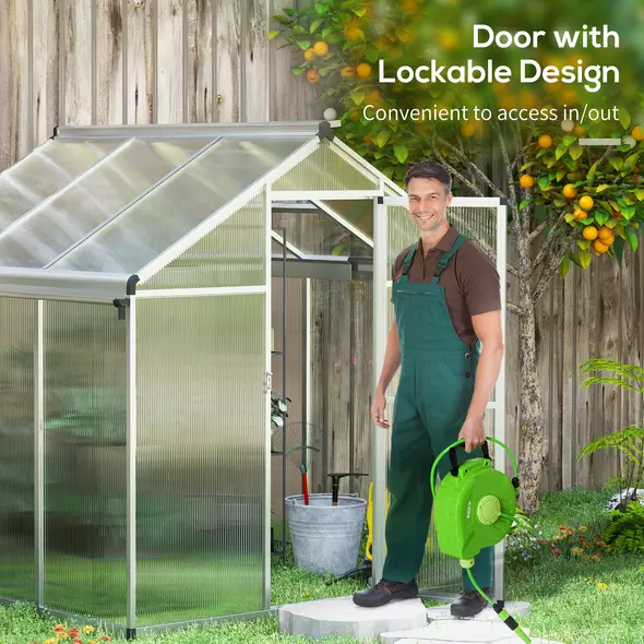Outsunny 6 x 6ft Aluminium Frame Greenhouse - 5