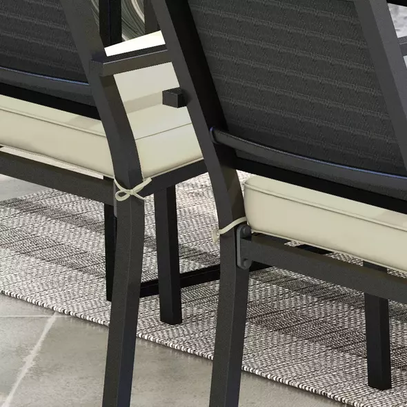 Outsunny 4-Piece Seat Cushions Pillow Replacement, Patio Chair Cushions Set with Ties for Indoor Outdoor, Beige - 7