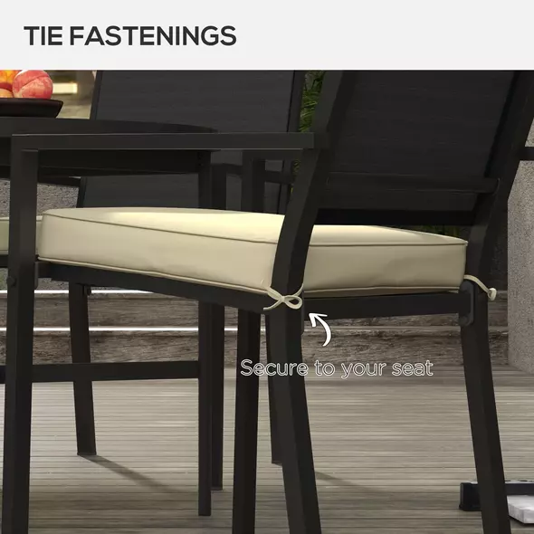 Outsunny 4-Piece Seat Cushions Pillow Replacement, Patio Chair Cushions Set with Ties for Indoor Outdoor, Beige - 5