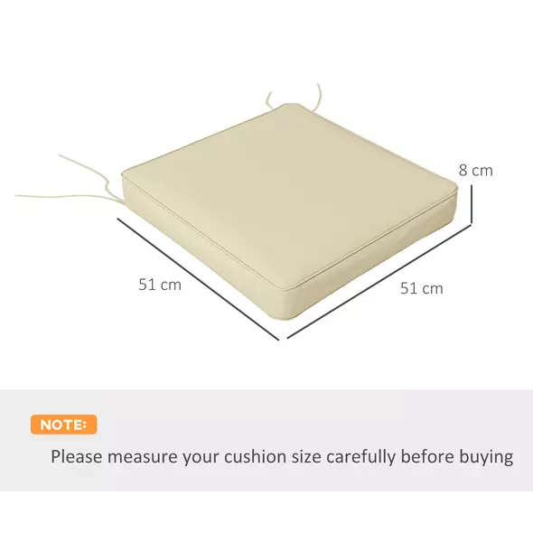Outsunny 4-Piece Seat Cushions Pillow Replacement, Patio Chair Cushions Set with Ties for Indoor Outdoor, Beige - 3