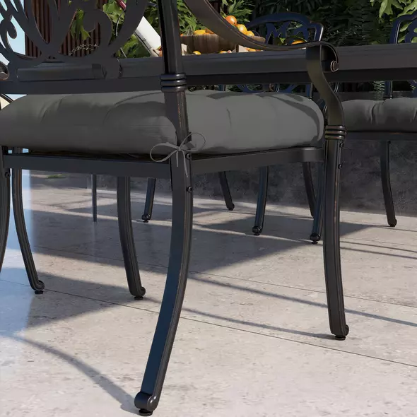 Outsunny 4-Piece Seat Cushion Pillows Replacement, Patio Chair Cushions Set with Ties for Indoor Outdoor, Charcoal Grey - 9