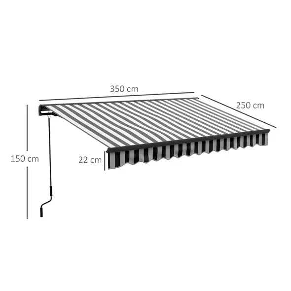 Outsunny 2.5 x 3.5m Aluminium Frame Electric Awning, with Remote - Grey/White - 3
