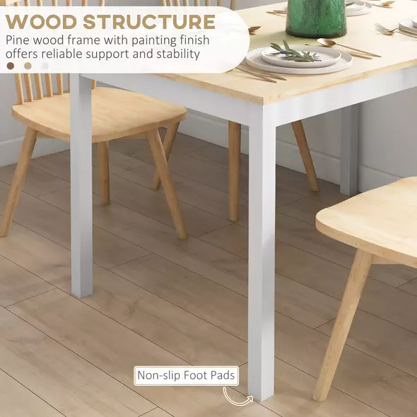 HOMCOM Four-Seater Farmhouse-Style Wooden Table - 5