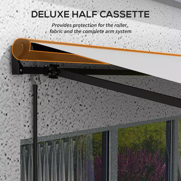 Outsunny Electric Awning with Aluminium Frame and Remote Control, 3 x 2m, Light Grey - 7