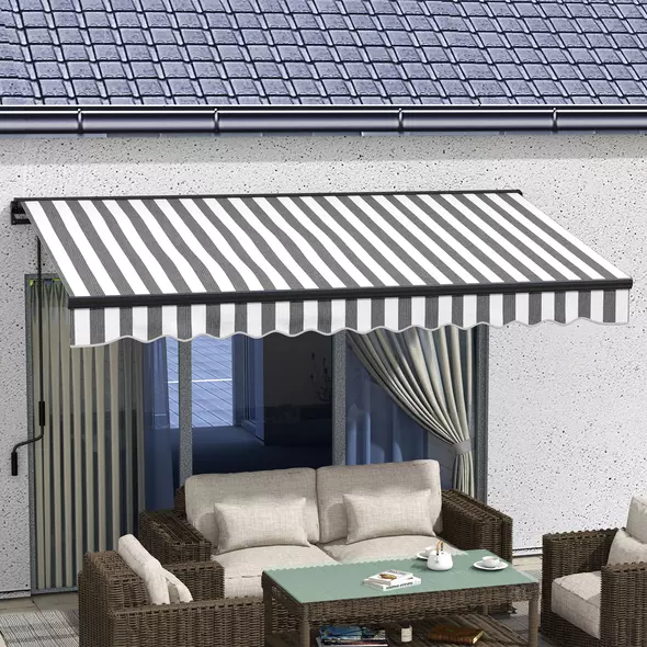 Outsunny 2.5 x 3.5m Aluminium Frame Electric Awning, with Remote - Grey/White - 2