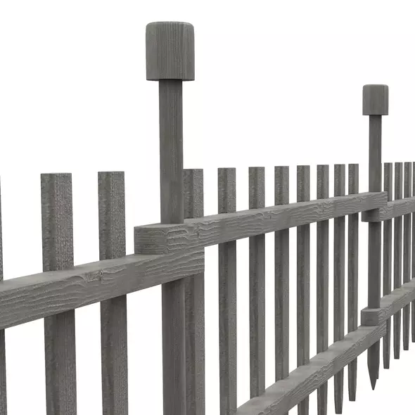 Outsunny 4PCs Wooden Garden Fencing Landscape Edging, Grey - 9