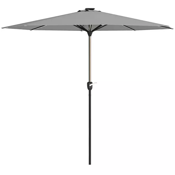 Outsunny 2.65m Garden Parasol, with LED Lights - Light Grey - 1