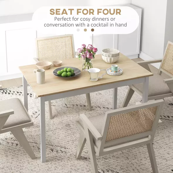 HOMCOM Four-Seater Farmhouse-Style Wooden Table - 4