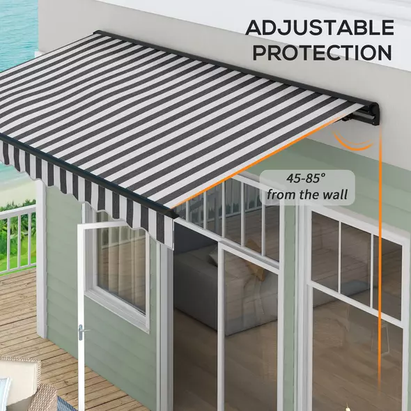 Outsunny 2.5 x 3.5m Aluminium Frame Electric Awning, with Remote - Grey/White - 5