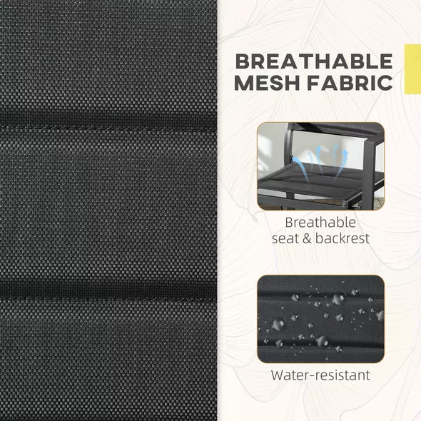 Outsunny Set of Two Aluminium Stacking Garden Chairs - Black - 5