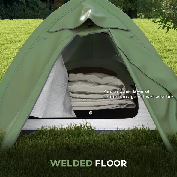 Outsunny Double Layer Camping Tent, 1-2 Man Backpacking Tent with Carry Bag, 2000mm Waterproof and Lightweight, Green - 5