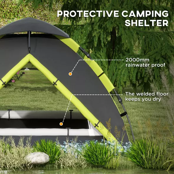 Outsunny Two-Man One Room Camping Tent, with Accessories - Green - 5