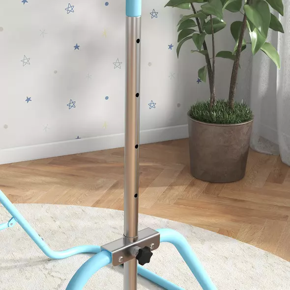 HOMCOM Kids Gymnastic Bar, with Adjustable Height, Foldable Horizontal Bars - Light Blue - 9