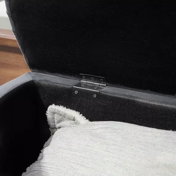 HOMCOM Velvet-Feel Half Circle Storage Ottoman - Dark Grey - 8