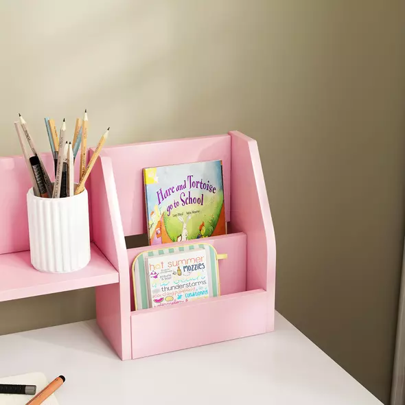 ZONEKIZ Two-Piece Kids Desk and Chair Set with Storage, for Ages 5-8 Years - Pink - 8