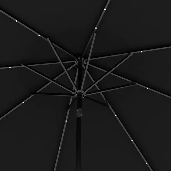 Outsunny 2.7m Outdoor Patio Garden Umbrella Parasol with Tilt Crank and 24 LEDs Lights, Black - 9