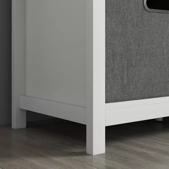 HOMCOM Shoe Storage Bench, with Cushion Seat - White/Grey - 9