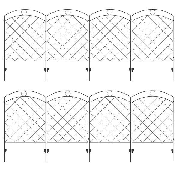 Outsunny Decorative Garden Fencing, 43in x 11.4ft Outdoor Picket Fence Panels, 8PCs Rustproof Steel Wire Landscape Flower Bed Border Edging Animal Barrier, Black - 1