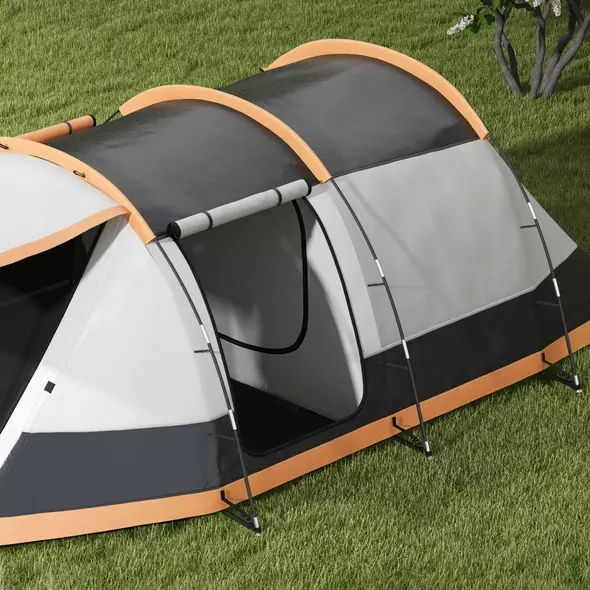 Outsunny Three-Man Camping Tent, with Two Rooms and Porch - Orange - 8