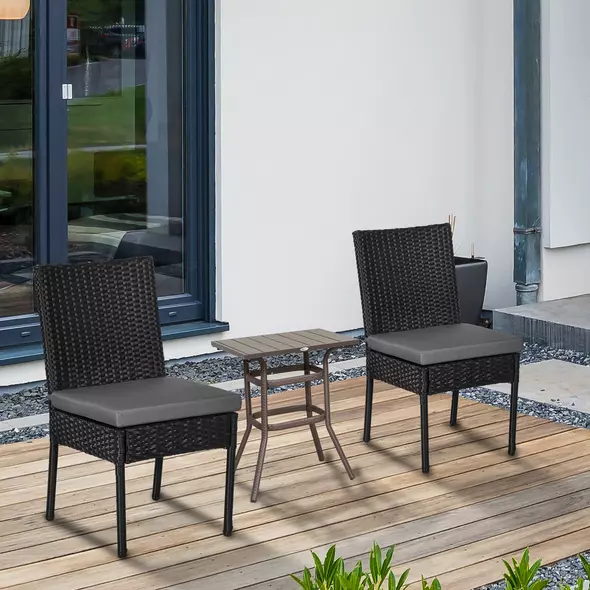Outsunny Set of Two Armless Rattan Garden Chairs - Black - 2