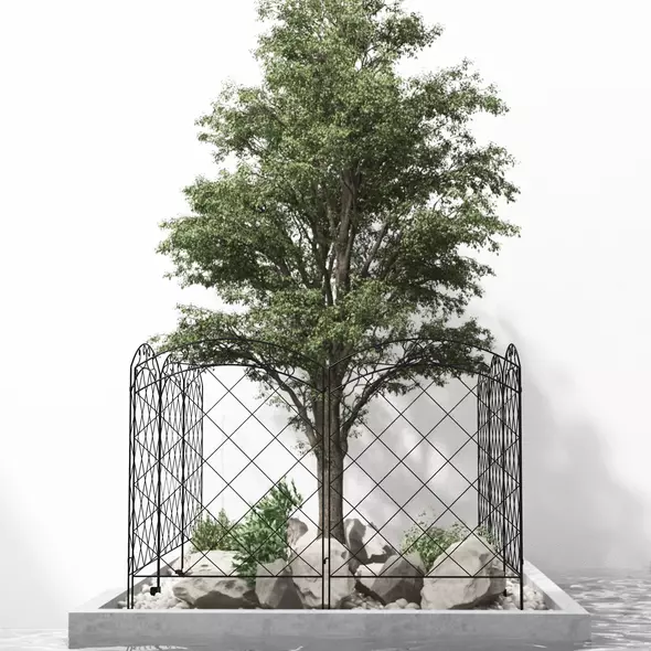 Outsunny Decorative Garden Fencing, 43in x 11.4ft Outdoor Picket Fence Panels, 8PCs Rustproof Steel Wire Landscape Flower Bed Border Edging Animal Barrier, Swirls - 7