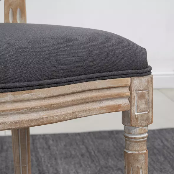 HOMCOM Set of Two French-Inspired Wooden Dining Chairs - Grey - 8