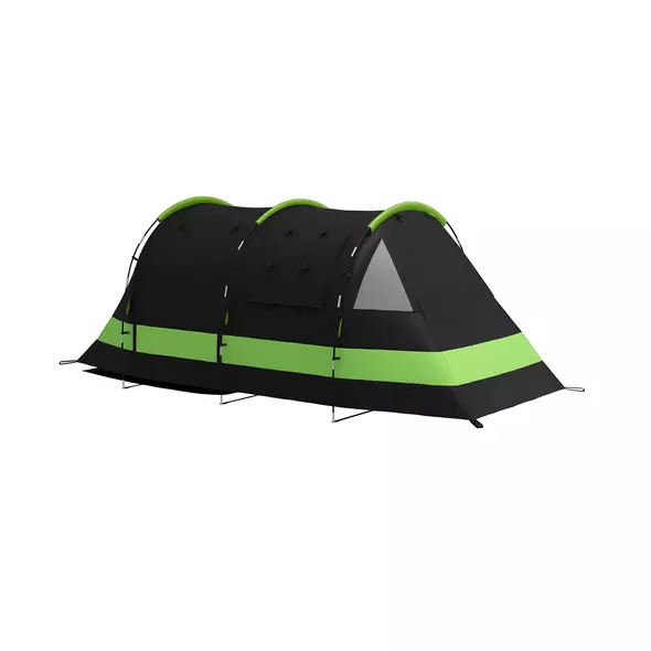 Outsunny Four Man, Two Room Blackout Tent, with Accessories - Black - 1