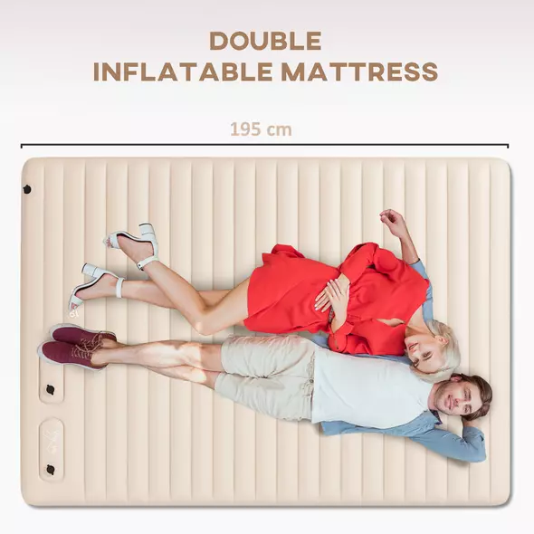 Outsunny Double Inflatable Mattress, with Built-In Pump - White - 4