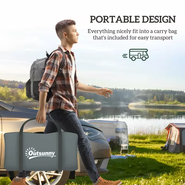 Outsunny Six-Man Camping Tent, with Small Rainfly and Accessories - Orange - 8