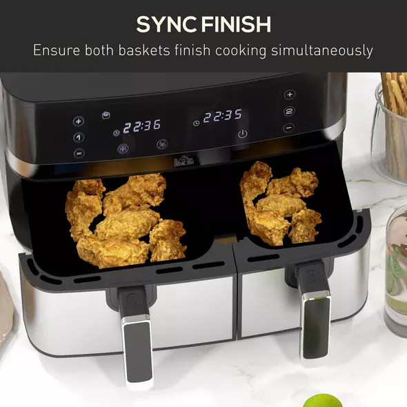 HOMCOM 8.5L Dual Basket Air Fryer, with Sync and Multi-Menu Cooking - 4