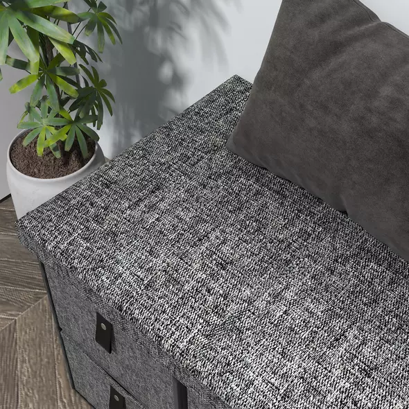 HOMCOM Six-Drawer Shoe Storage Bench, with Padded Top Seat - Dark Grey - 9